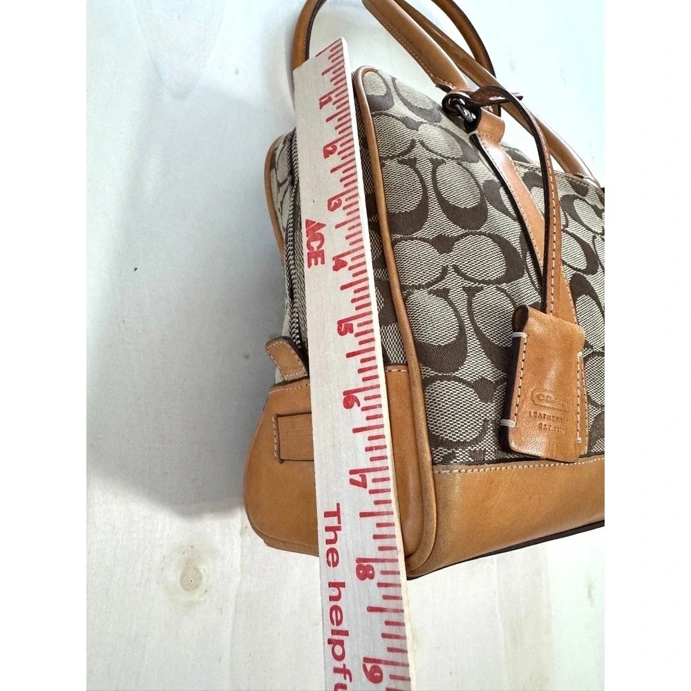 Coach Vintage Signature Satchel C1R-6097 Carry All Purse Leather Handles Canvas